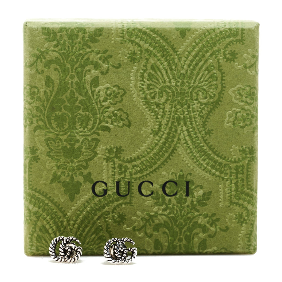 Gucci Sterling Silver Torchon Double G Earrings