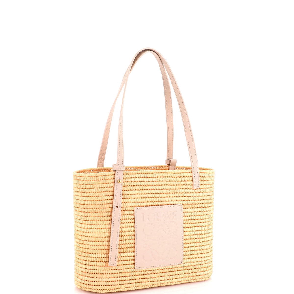Square Basket Tote Woven Raffia Small