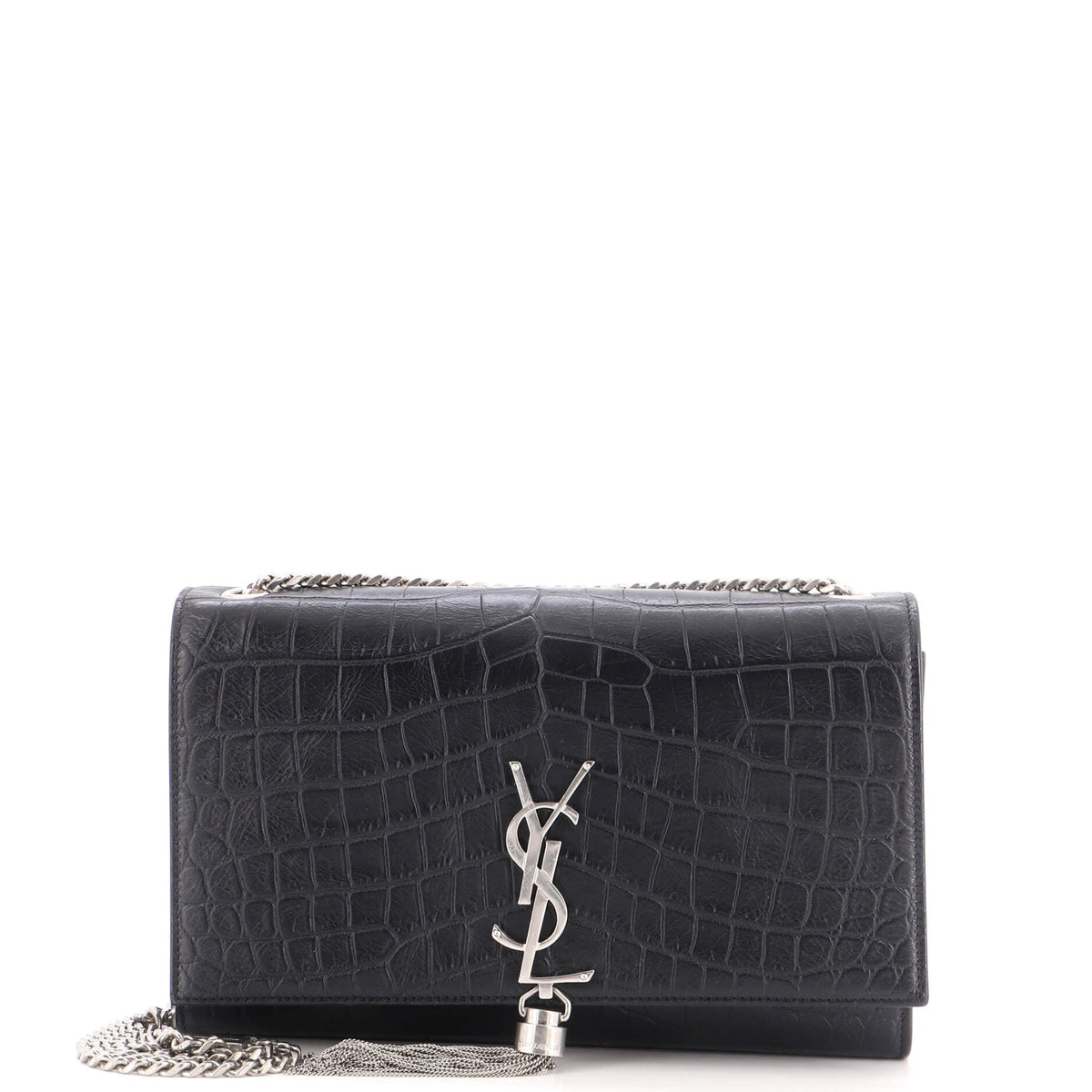 Classic Monogram Tassel Crossbody Bag Crocodile Embossed Leather Medium
