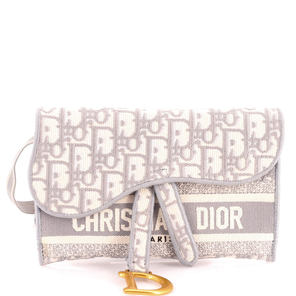 Saddle Slim Belt Pouch Logo Embroidered Oblique Canvas