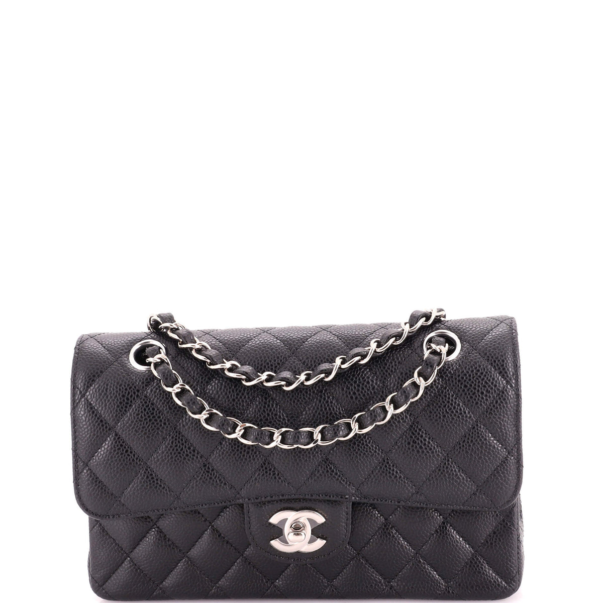 Classic Double Flap Bag Quilted Caviar Small