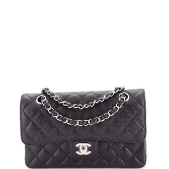 Classic Double Flap Bag Quilted Caviar Small