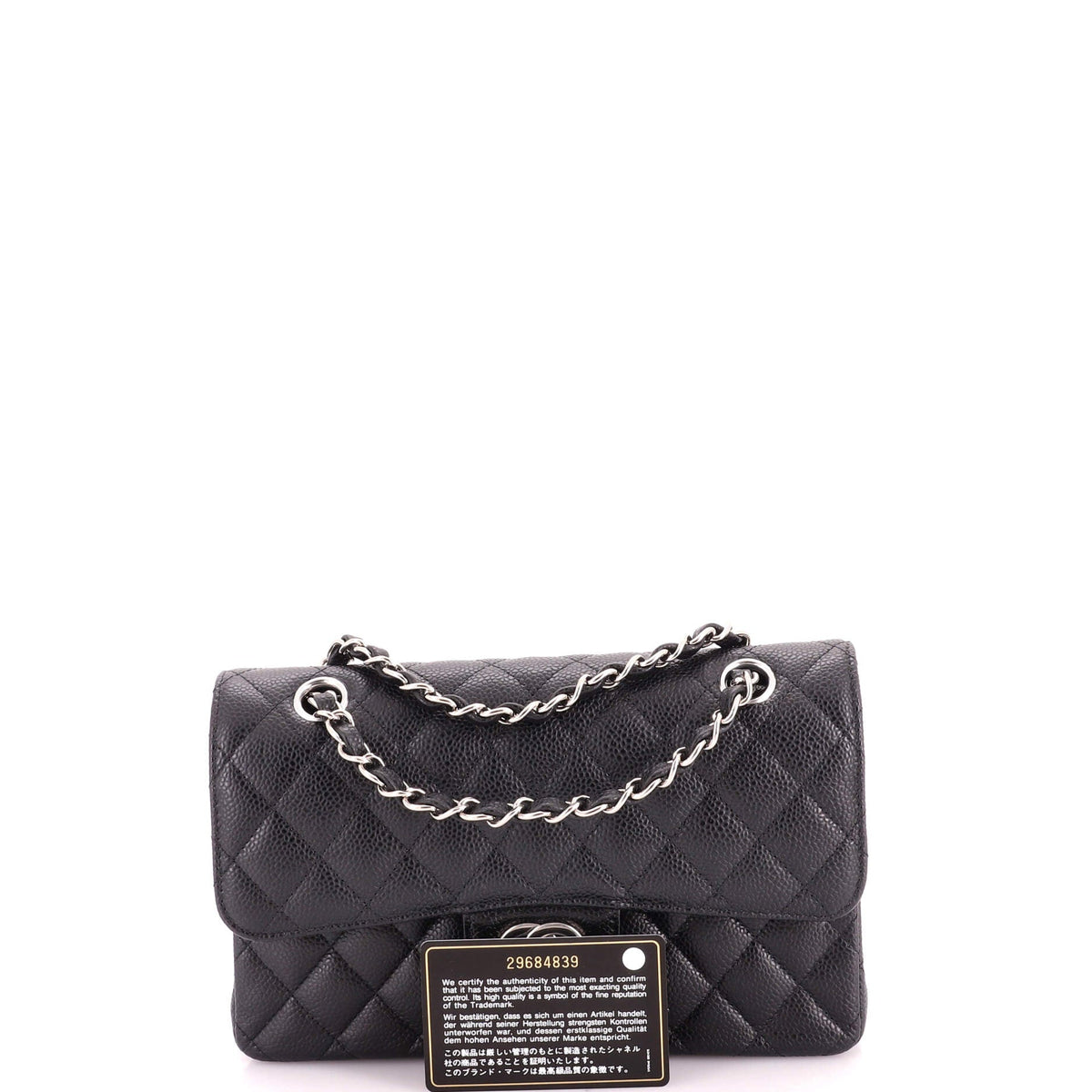 Classic Double Flap Bag Quilted Caviar Small