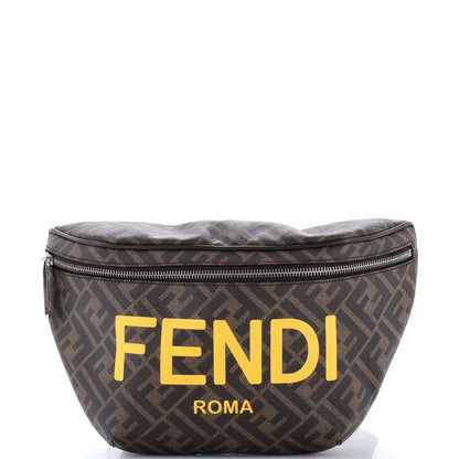 FF 1974 Logo Waist Bag Zucca Coated Canvas Medium