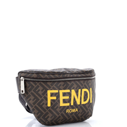 FF 1974 Logo Waist Bag Zucca Coated Canvas Medium