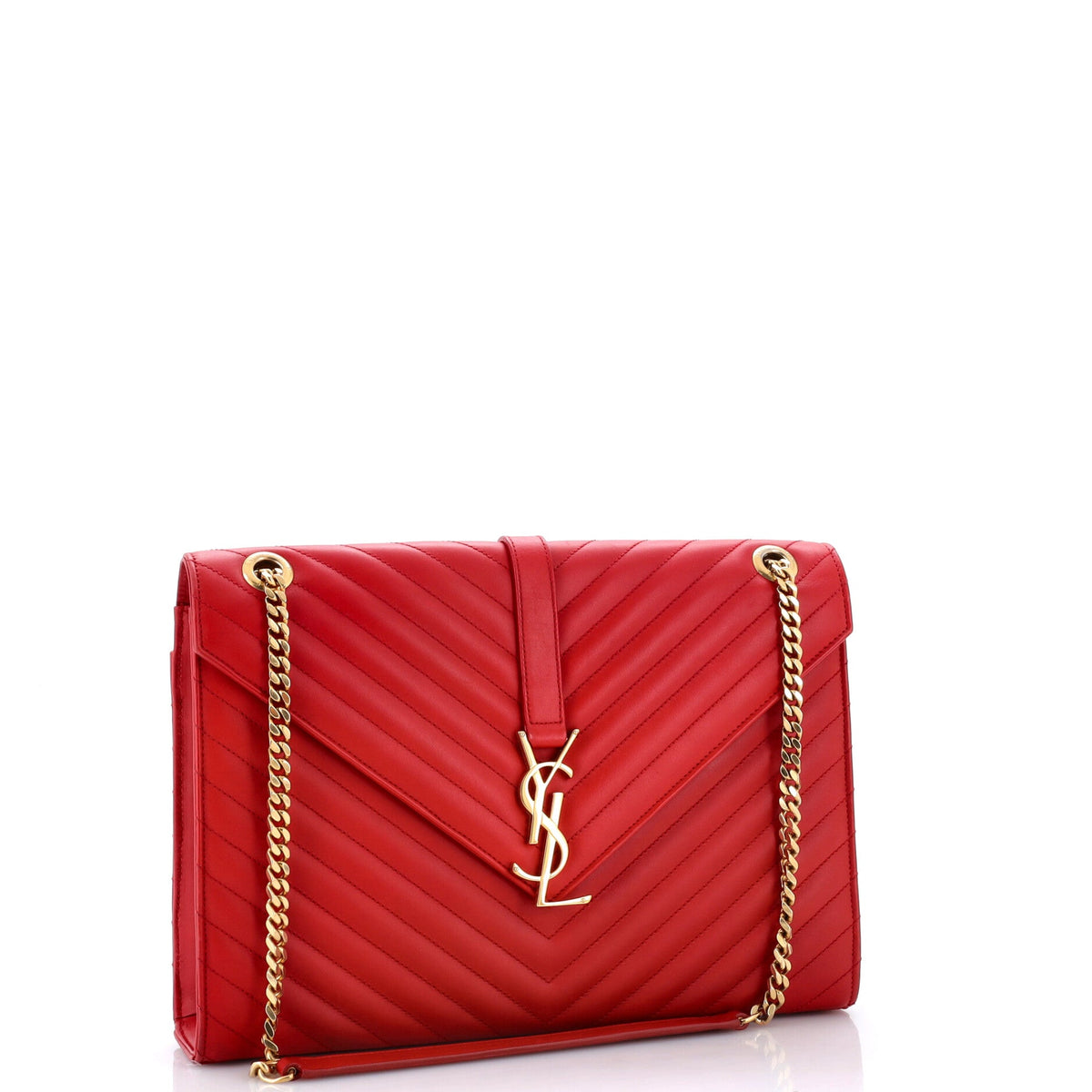 Classic Monogram Envelope Satchel Matelasse Chevron Leather Large