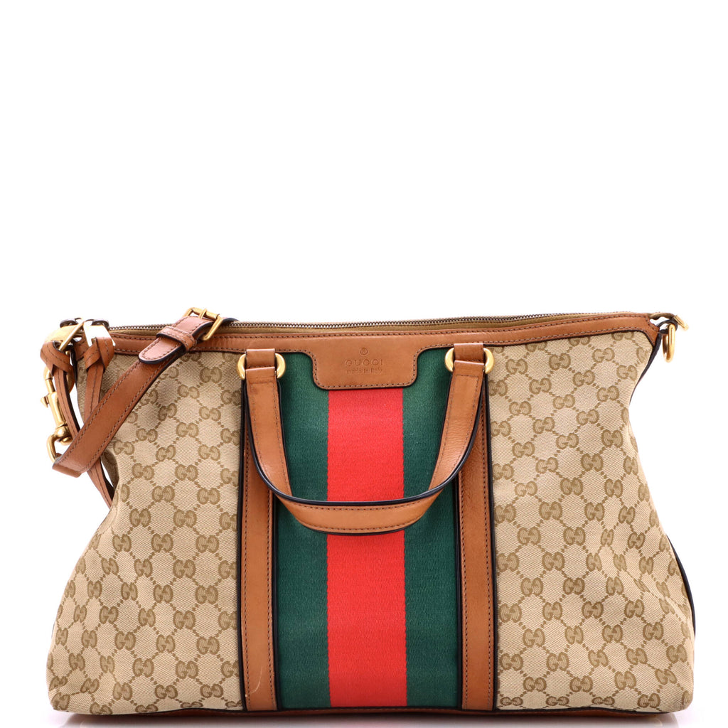 Rania Convertible Top Handle Bag Web GG Canvas Medium