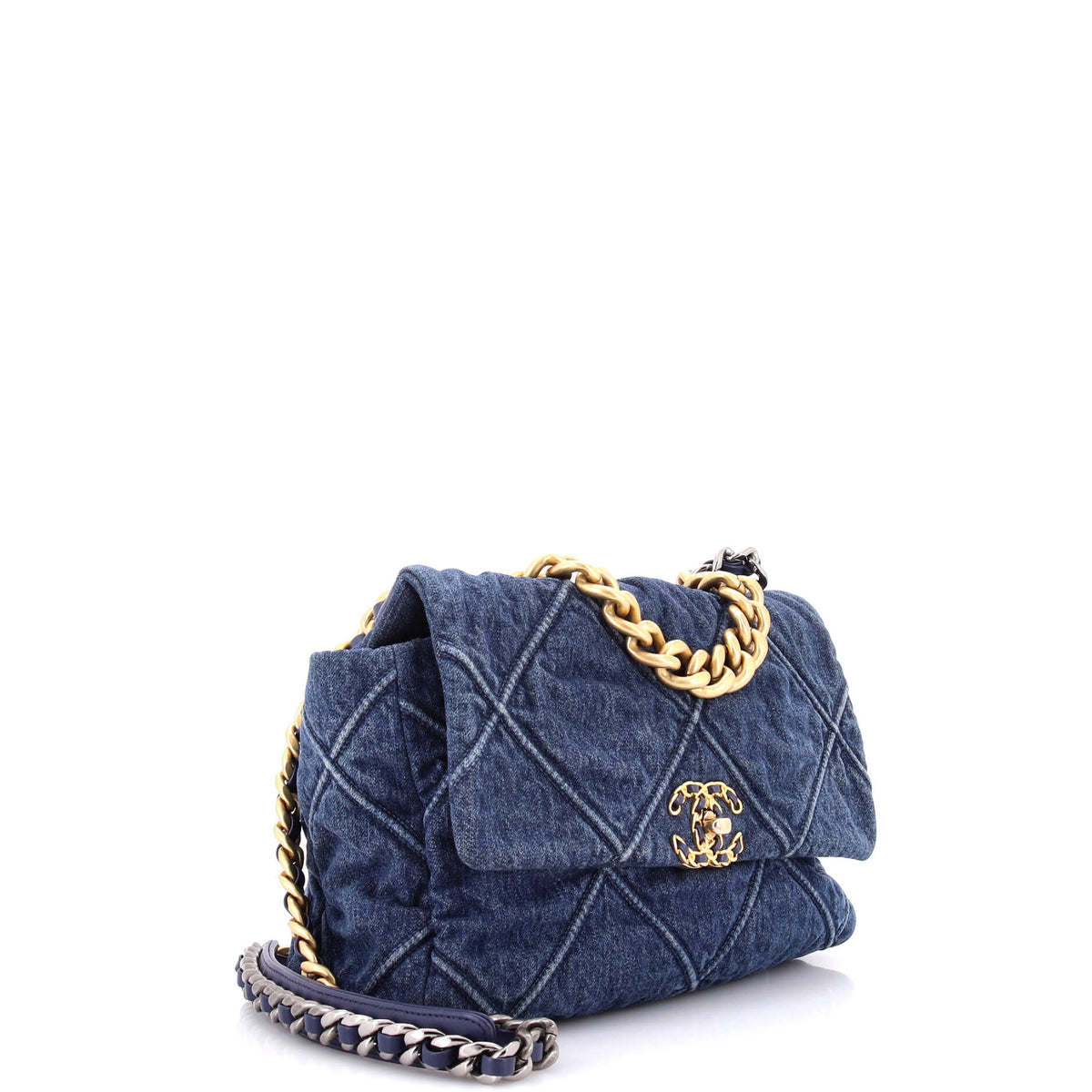 19 Flap Bag Quilted Denim Large