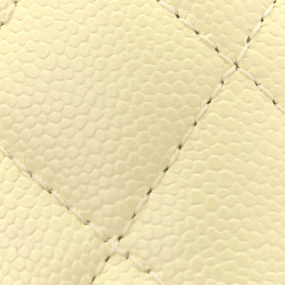 Chanel Caviar Quilted Mini Vanity Case With Chain Light Yellow