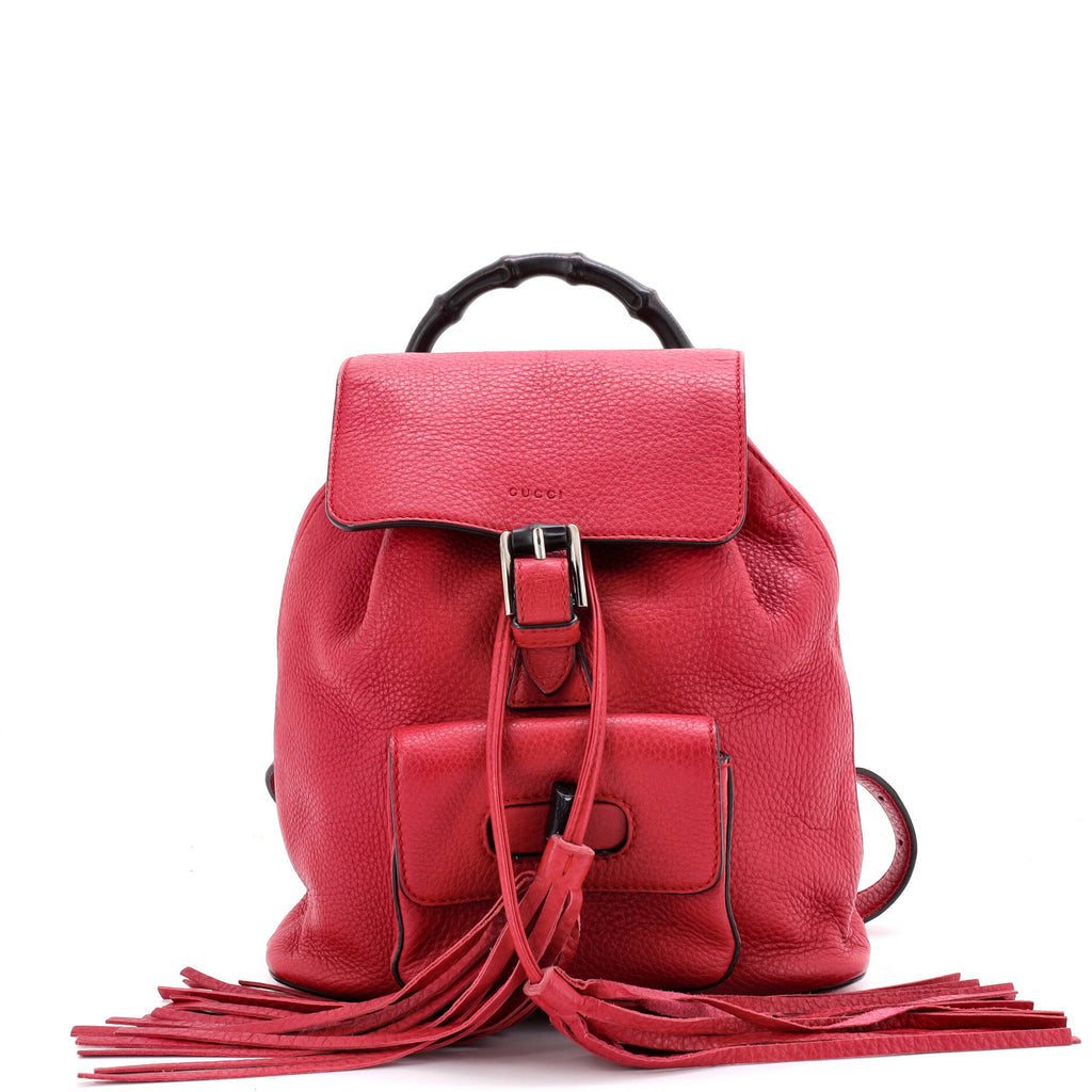 Bamboo Tassel Backpack Leather Medium