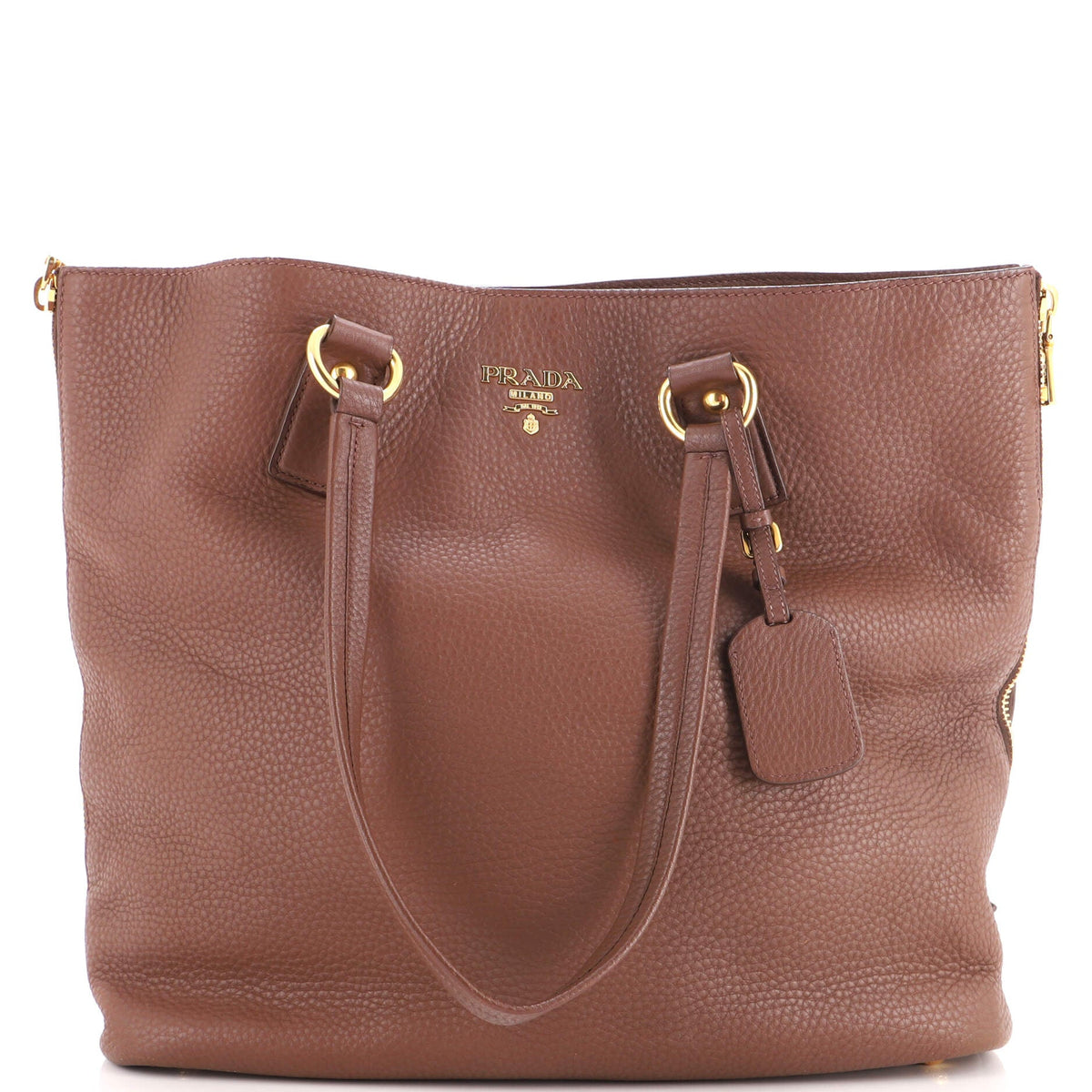 Side Zip Shopper Tote Vitello Daino Large