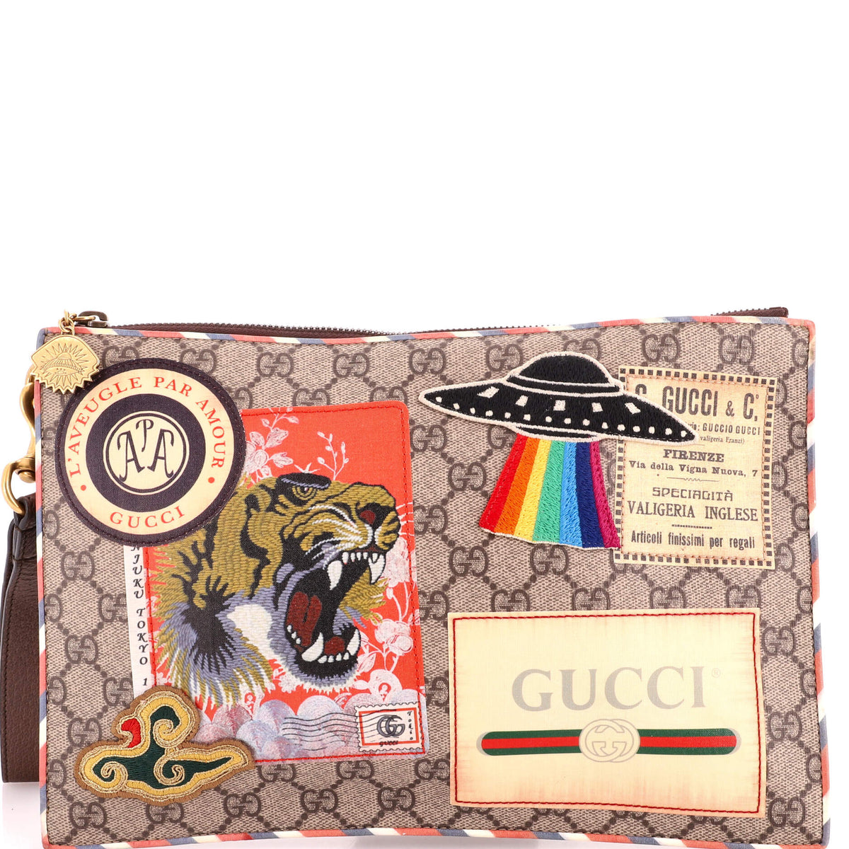 Courrier Pouch GG Coated Canvas with Applique
