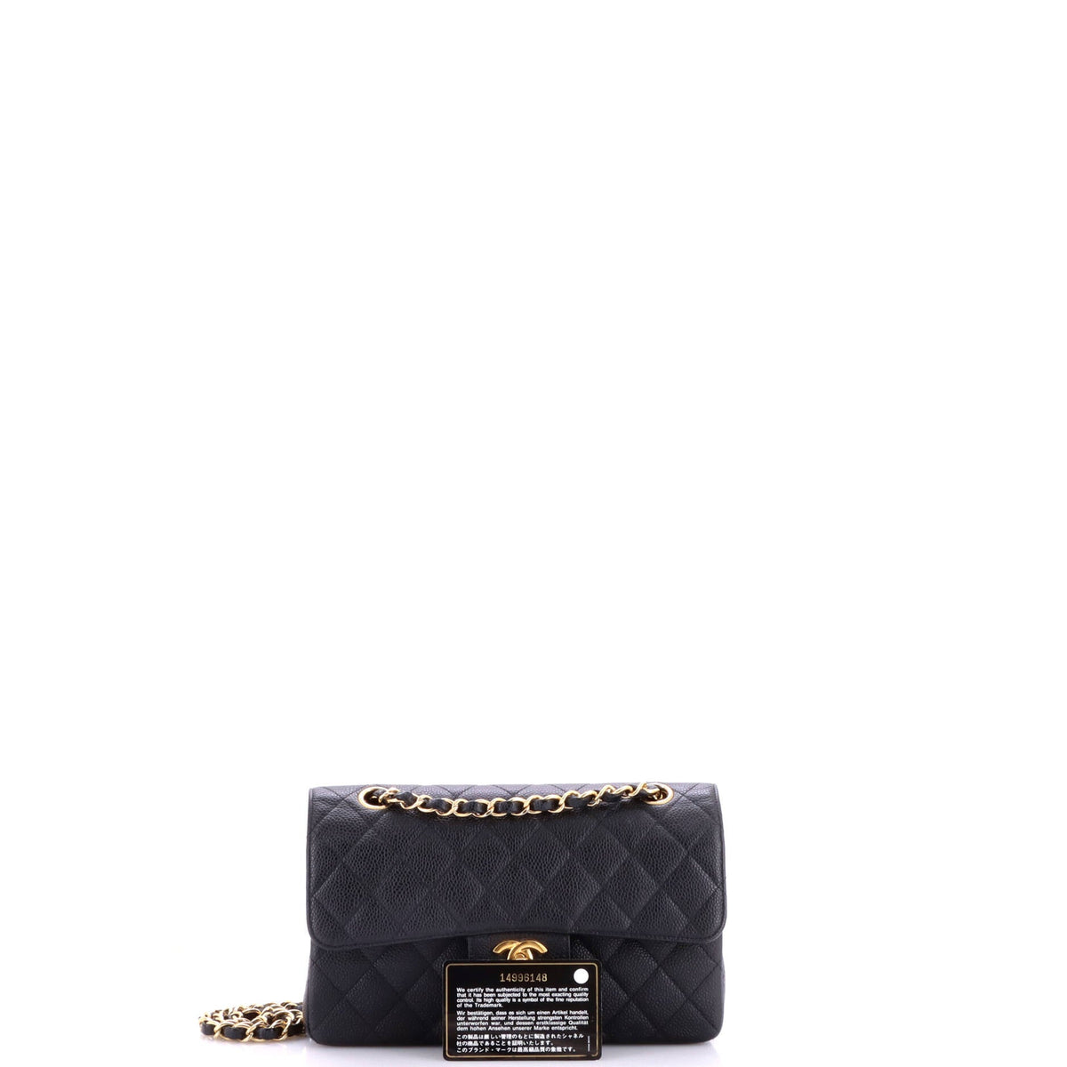 Classic Double Flap Bag Quilted Caviar Small