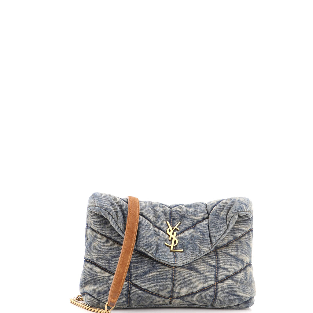 Loulou Puffer Shoulder Bag Quilted Vintage Denim Mini