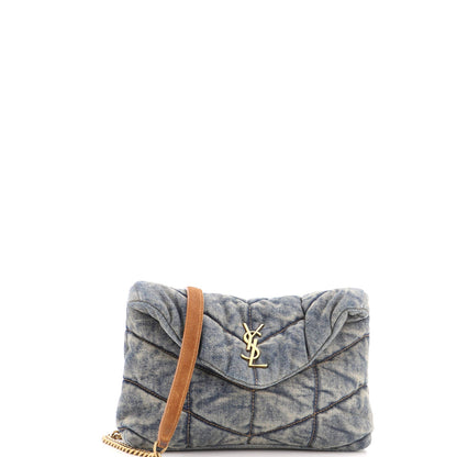 Loulou Puffer Shoulder Bag Quilted Vintage Denim Mini