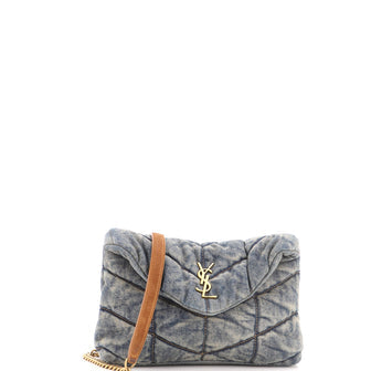 Loulou Puffer Shoulder Bag Quilted Vintage Denim Mini