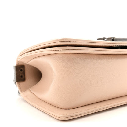 Chanel Caviar Chevron Quilted Small Boy Flap Light Beige