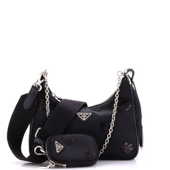 Re-Edition 2005 Shoulder Bag Sequin Embellished Tessuto Small