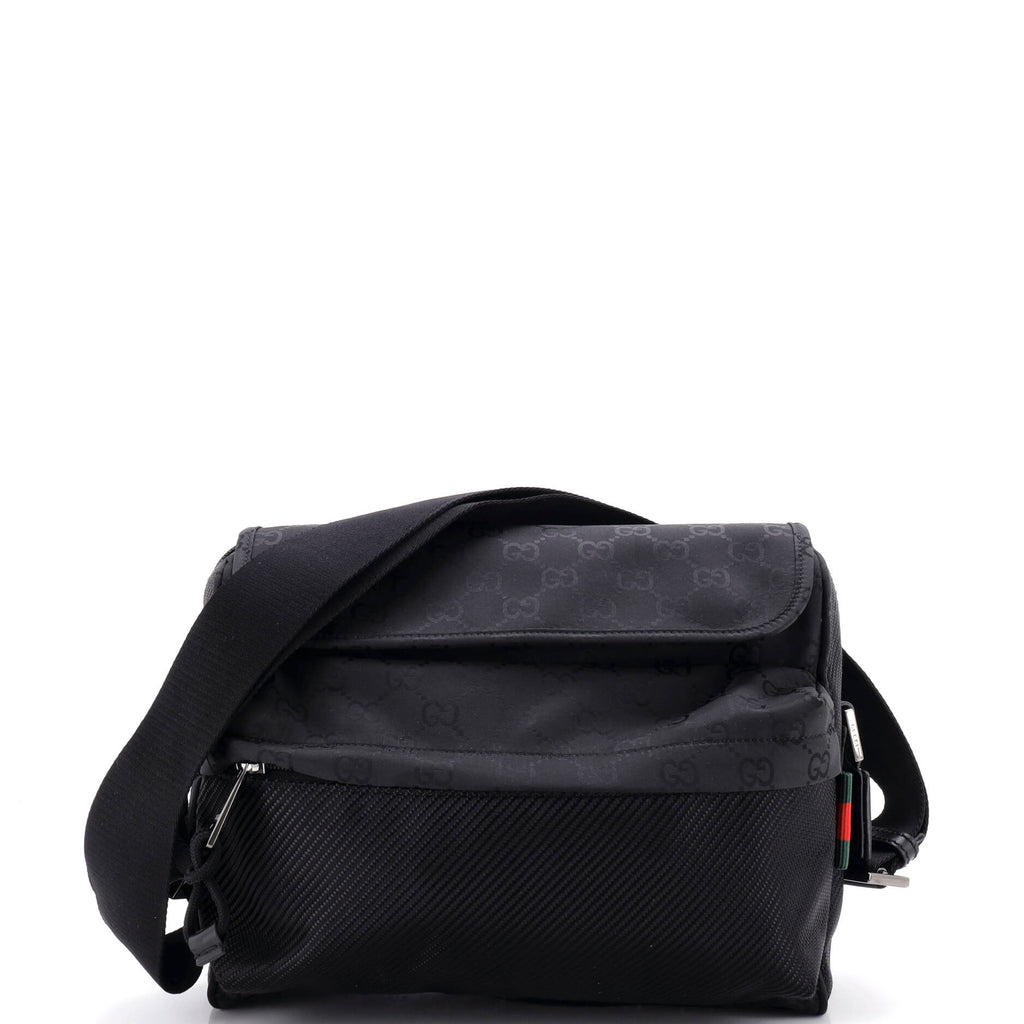 Web Flap Crossbody Bag Guccissima Nylon Medium