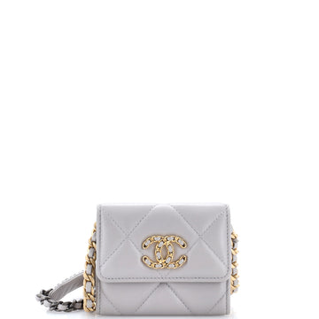 19 Card Holder on Chain Quilted Leather