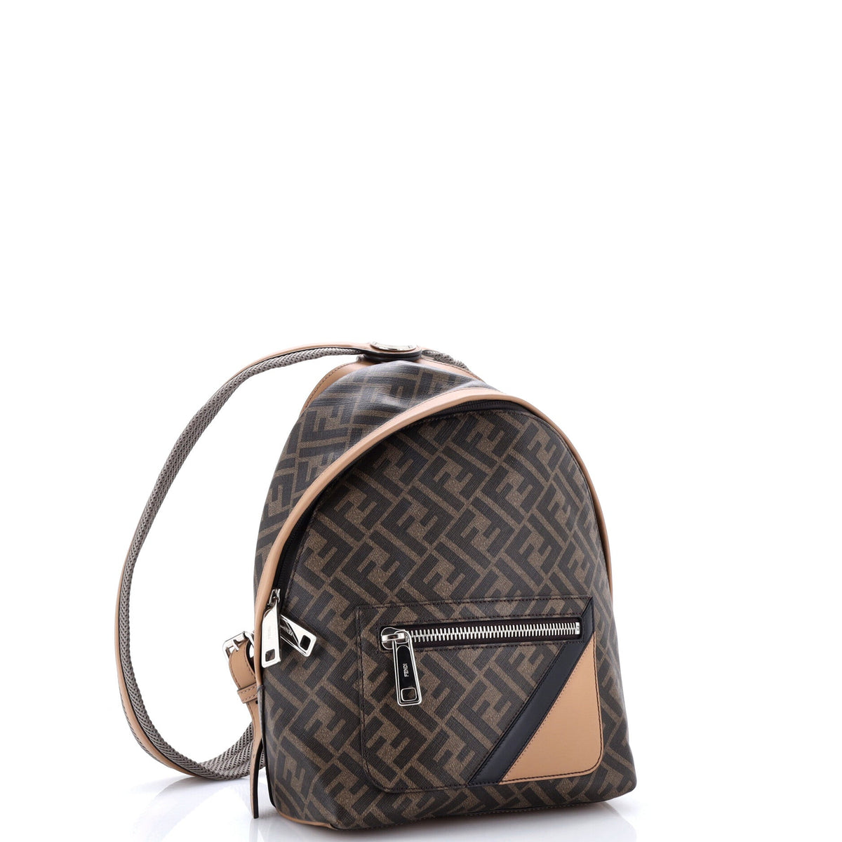 Chiodo Backpack Zucca Coated Canvas with Leather Small