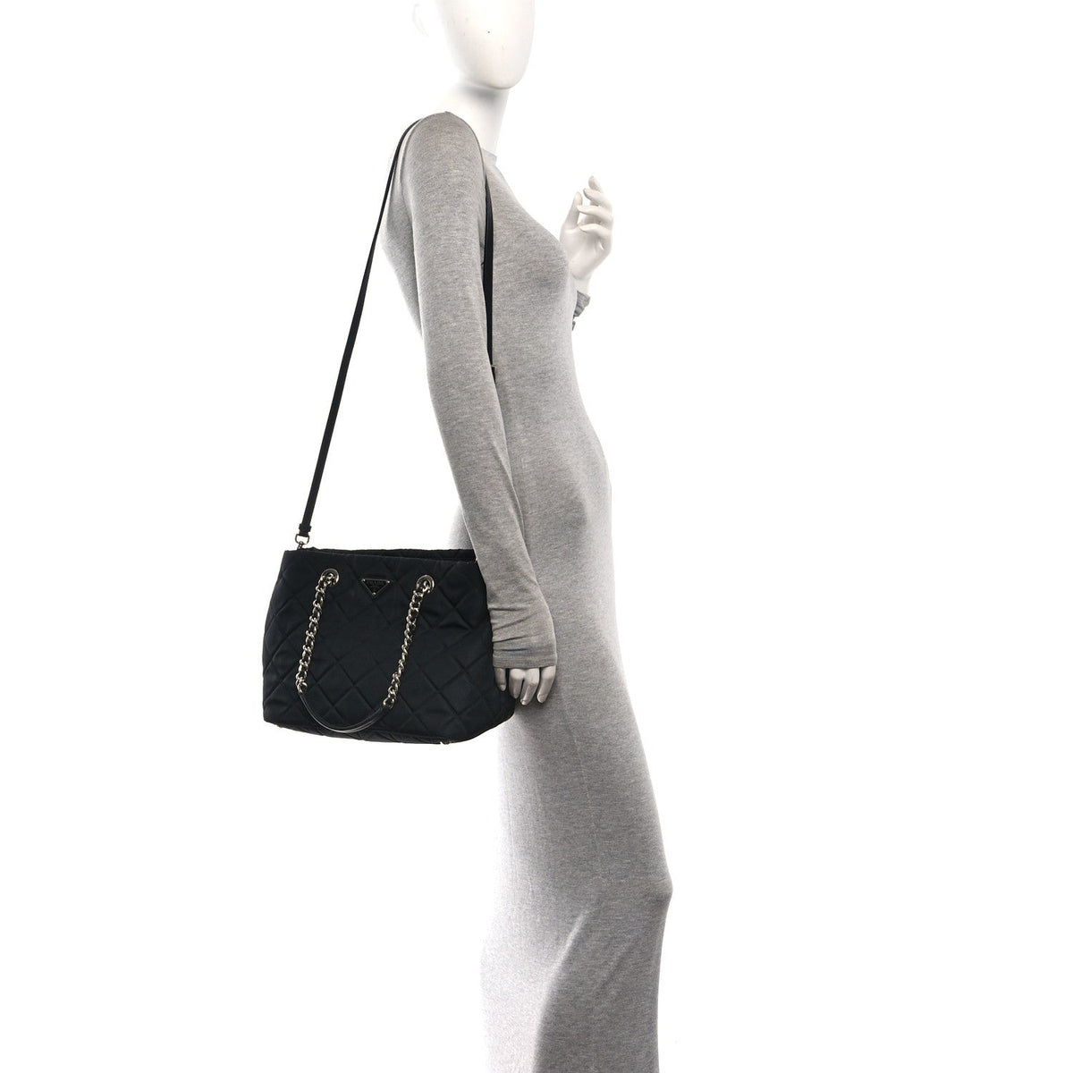 Prada Nylon Tessuto Impuntu Quilted Tote Black