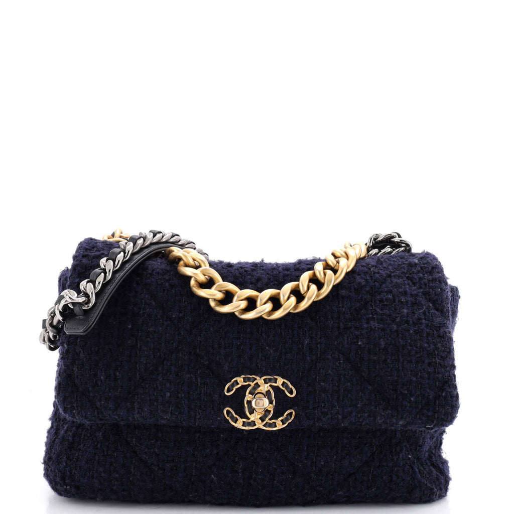 19 Flap Bag Quilted Tweed Large