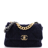 19 Flap Bag Quilted Tweed Large