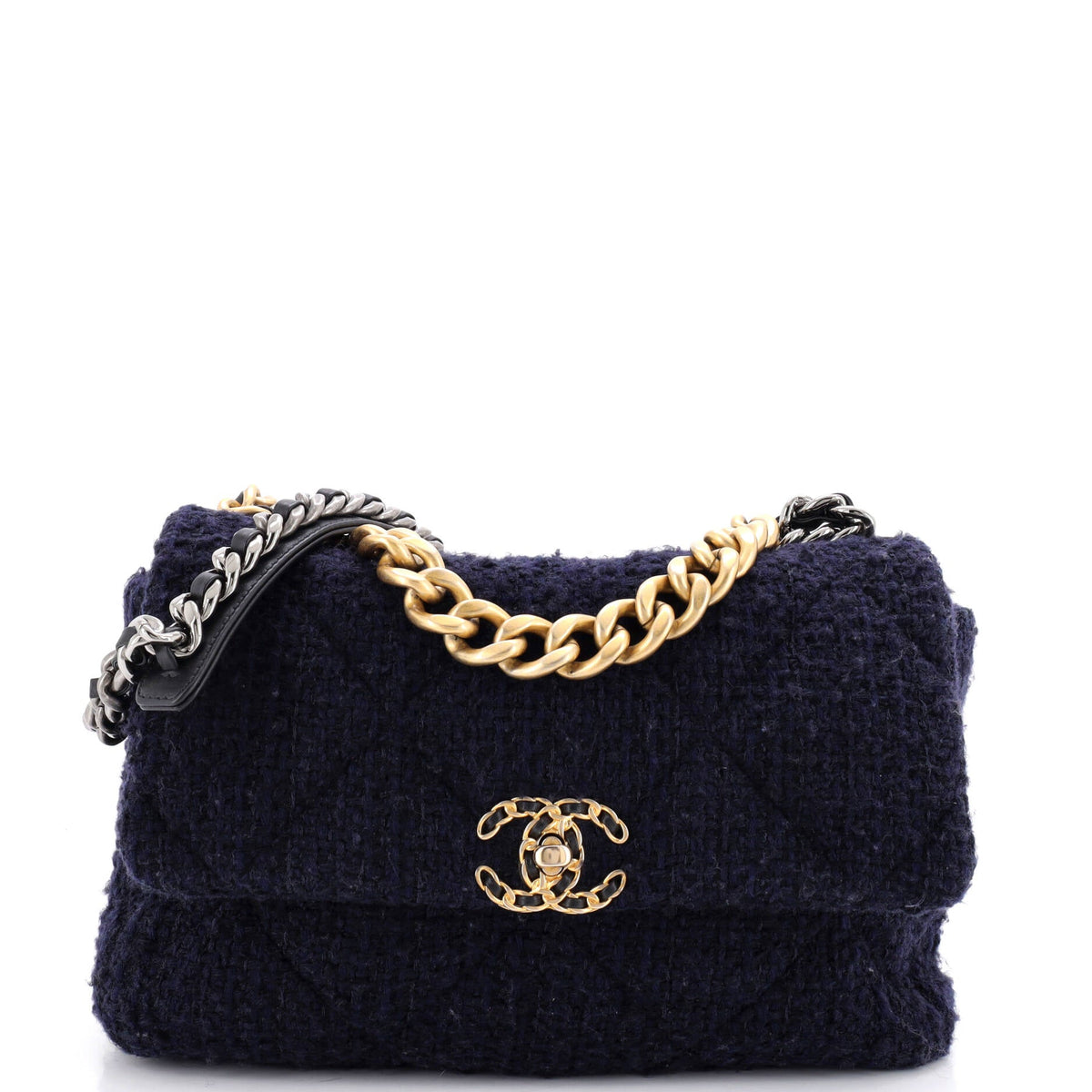 19 Flap Bag Quilted Tweed Large
