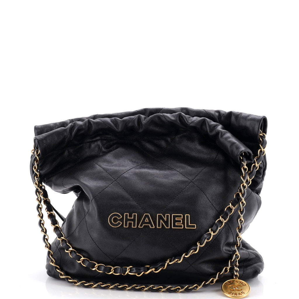 22 Chain Hobo Quilted Caviar Small