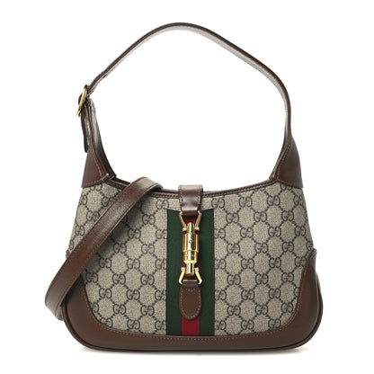 Gucci GG Supreme Monogram Small Jackie 1961 Hobo Bag Beige Ebony Brown Sugar