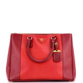 Bicolor Double Zip Lux Tote Saffiano Leather Medium