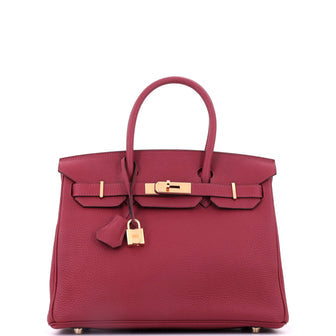 Birkin Handbag Rouge Grenat Togo with Gold Hardware 30