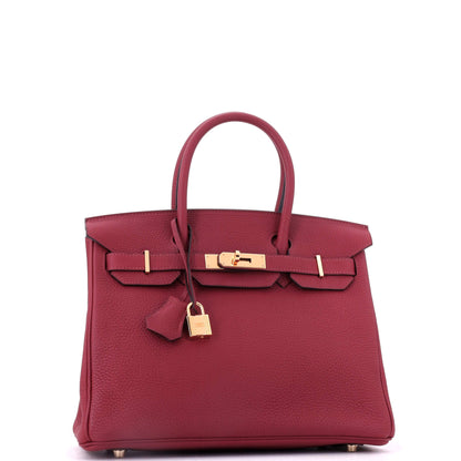 Birkin Handbag Rouge Grenat Togo with Gold Hardware 30