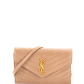 Classic Monogram Wallet on Chain Matelasse Chevron Leather Small