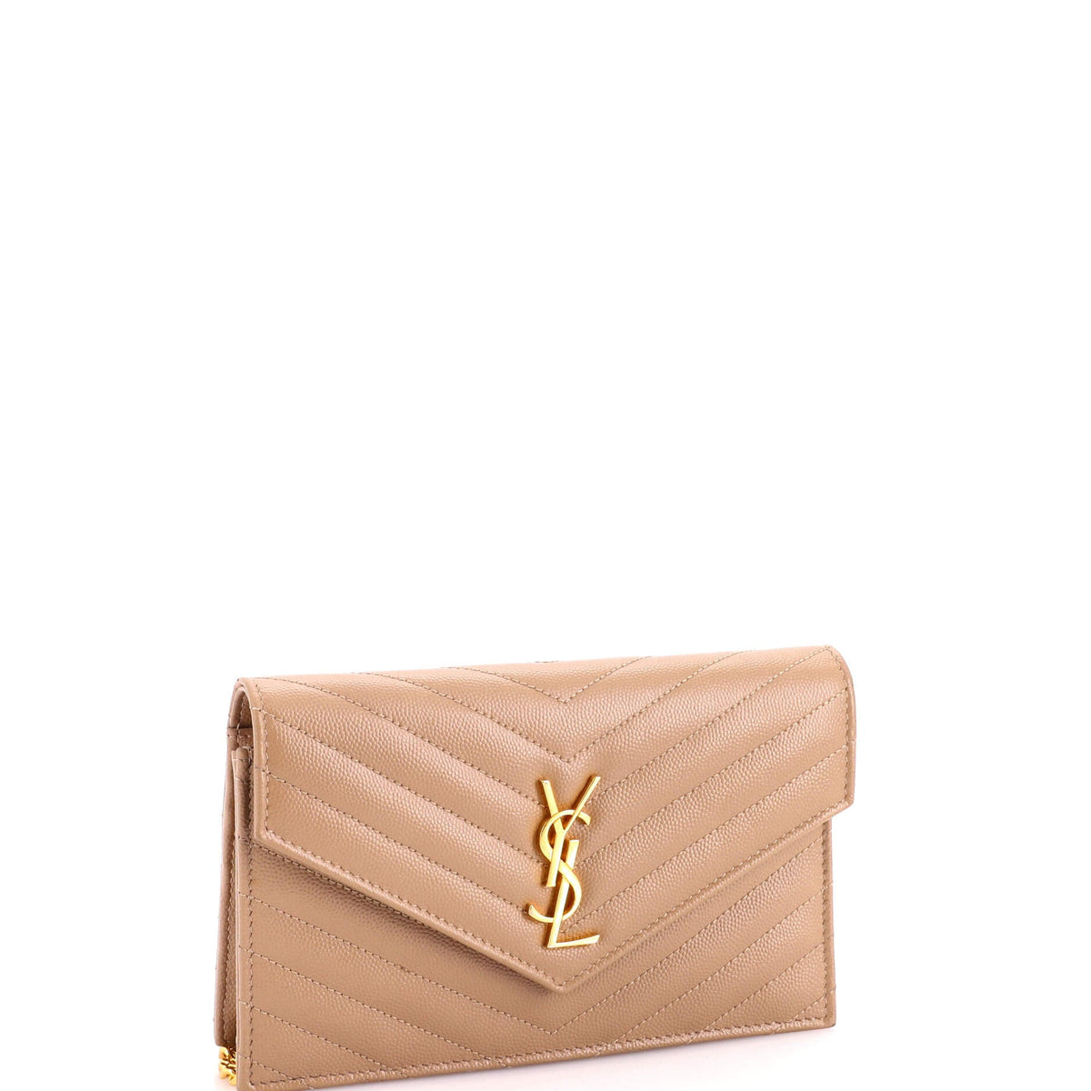 Classic Monogram Wallet on Chain Matelasse Chevron Leather Small