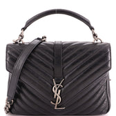 Classic Monogram College Bag Matelasse Chevron Leather Medium