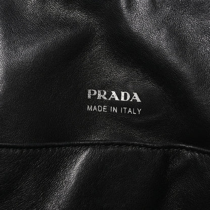 Prada Tessuto Nylon Calfskin Grommet Tote Black