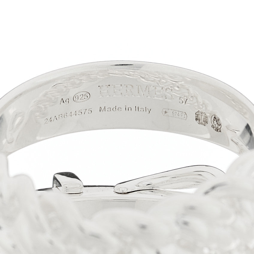 Hermes Sterling Silver MM Boucle Selier Inflexible Ring