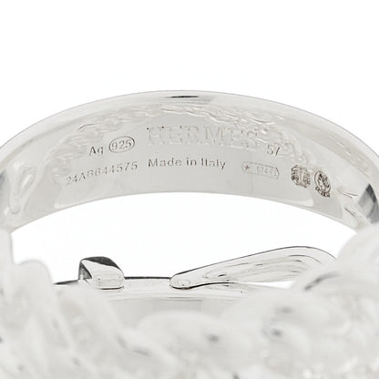 Hermes Sterling Silver MM Boucle Selier Inflexible Ring