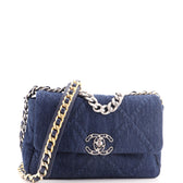 19 Flap Bag Quilted Denim Medium