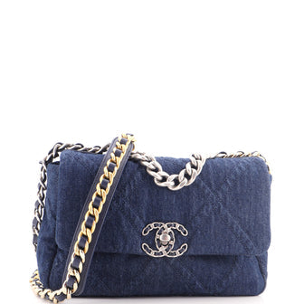 19 Flap Bag Quilted Denim Medium