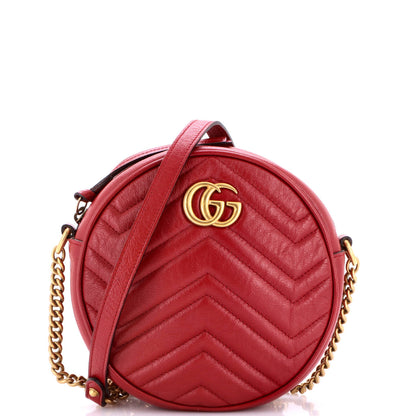 GG Marmont Round Shoulder Bag Matelasse Leather Mini