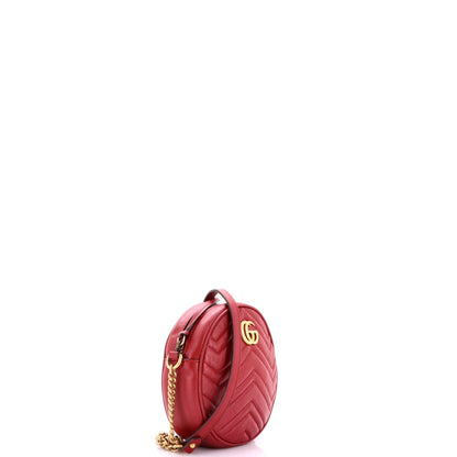 GG Marmont Round Shoulder Bag Matelasse Leather Mini