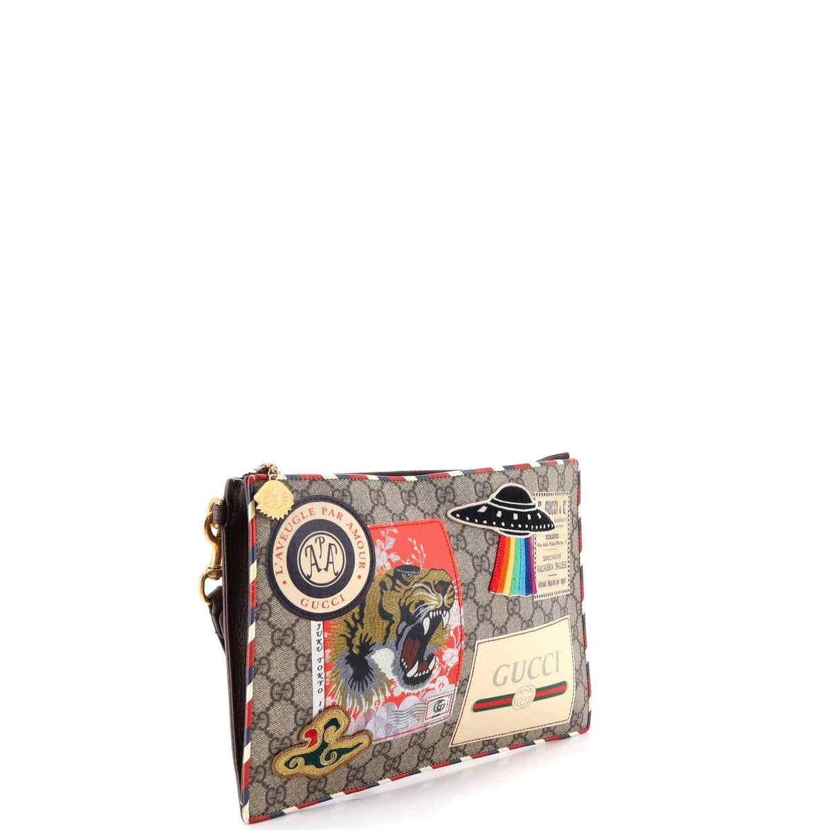 Courrier Pouch GG Coated Canvas with Applique