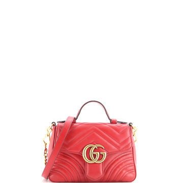 GG Marmont Top Handle Flap Bag Matelasse Leather Mini