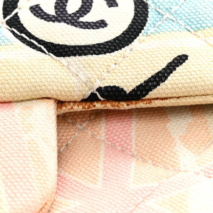 Chanel Canvas Small Printed Eiffel Tower Flap Bag Beige Multicolor