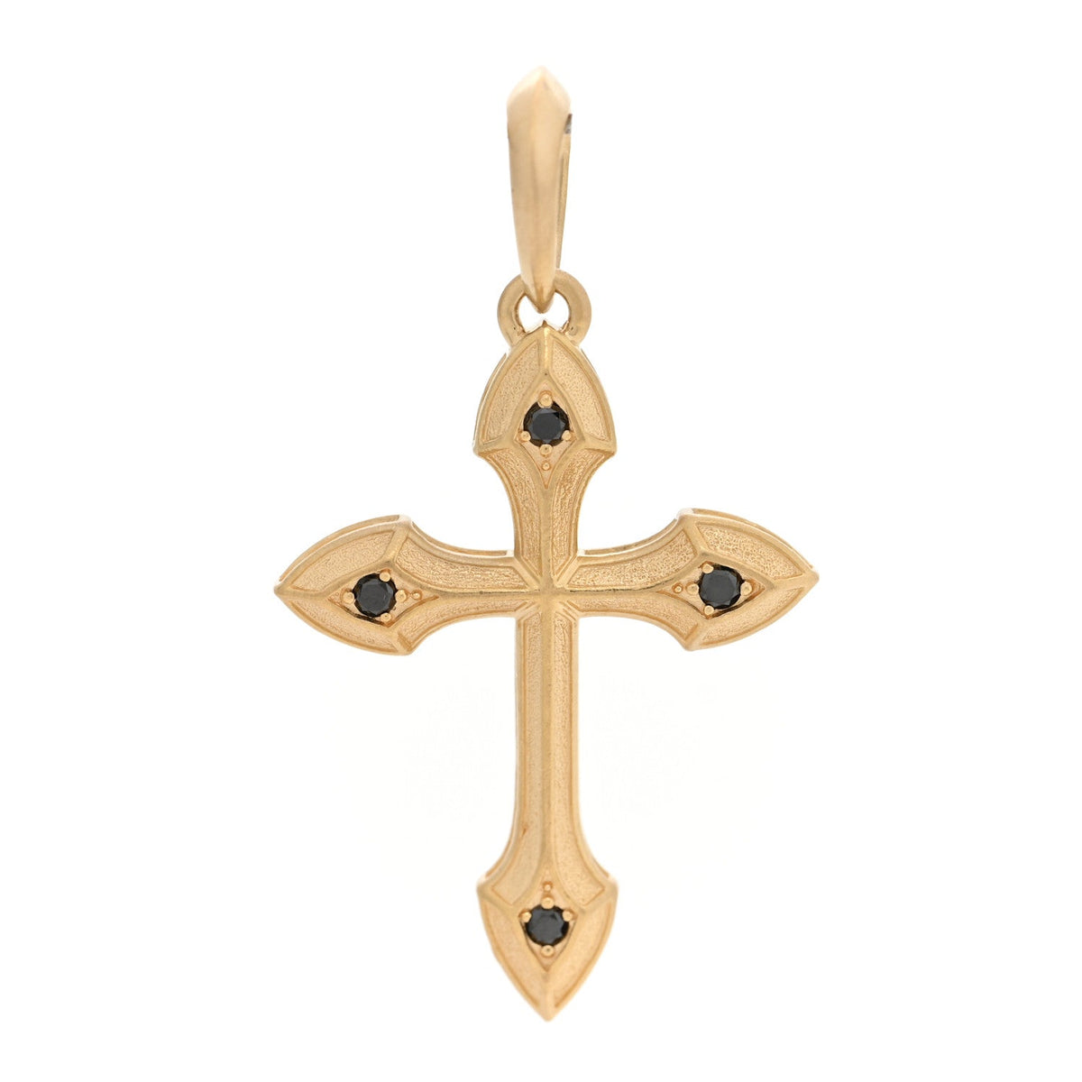 David Yurman 18K Yellow Gold Black Diamond 29.2mm Gothic Cross Pendant