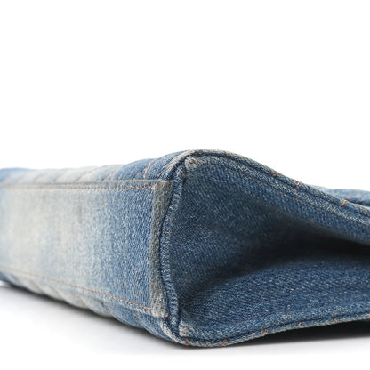 Saint Laurent Denim Mixed Matelasse Triquilt Medium Envelope Bag Blue 1867980