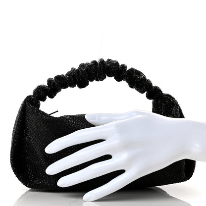 Alexander Wang Satin Crystal Rhinestone Mini Scrunchie Clutch Black